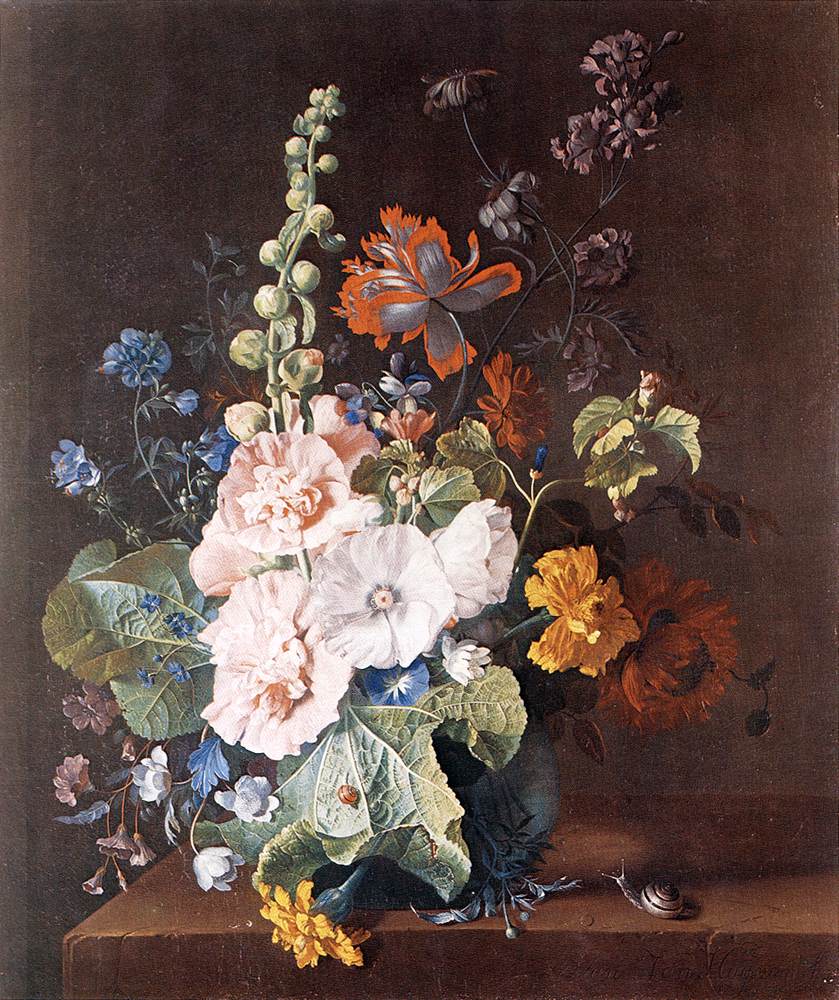 Jan van Huysum - Malve ed altri fiori in un vaso